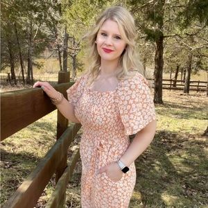 Floral apricot jumpsuit